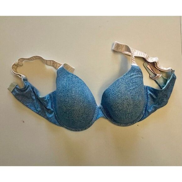 Victoria’s Secret Bra Lightly Lined Demi 36D Glitter LOGO Wide Straps Underwir - Picture 1 of 7